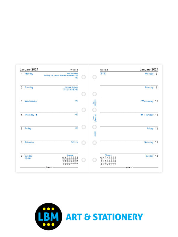 2024 Pocket Daily Planner Inserts  Filofax Pocket Day Per Page Refill