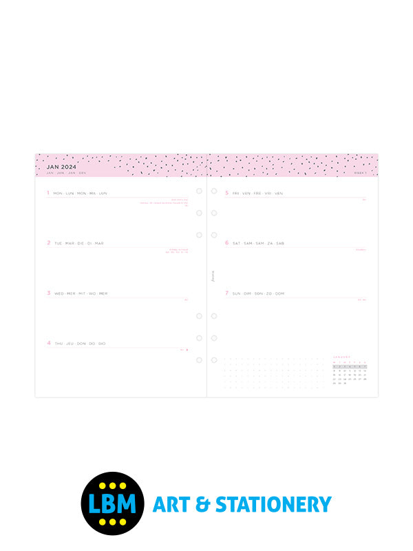 Confetti Week to View Diary Refill - Personal