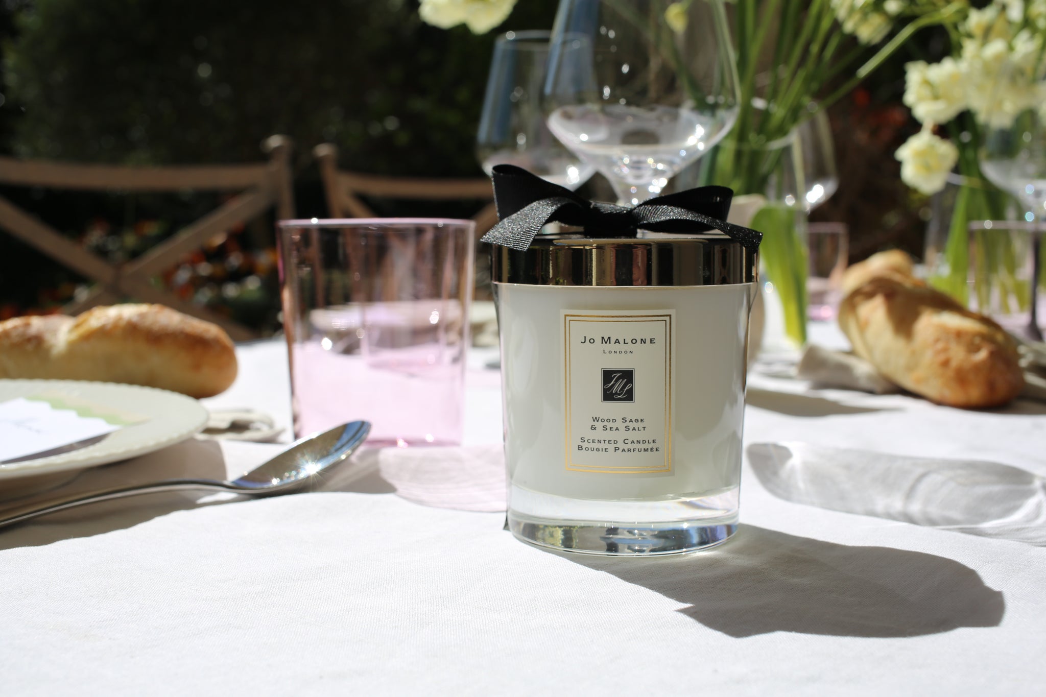 Jo Malone Scented Candle on linen tableware