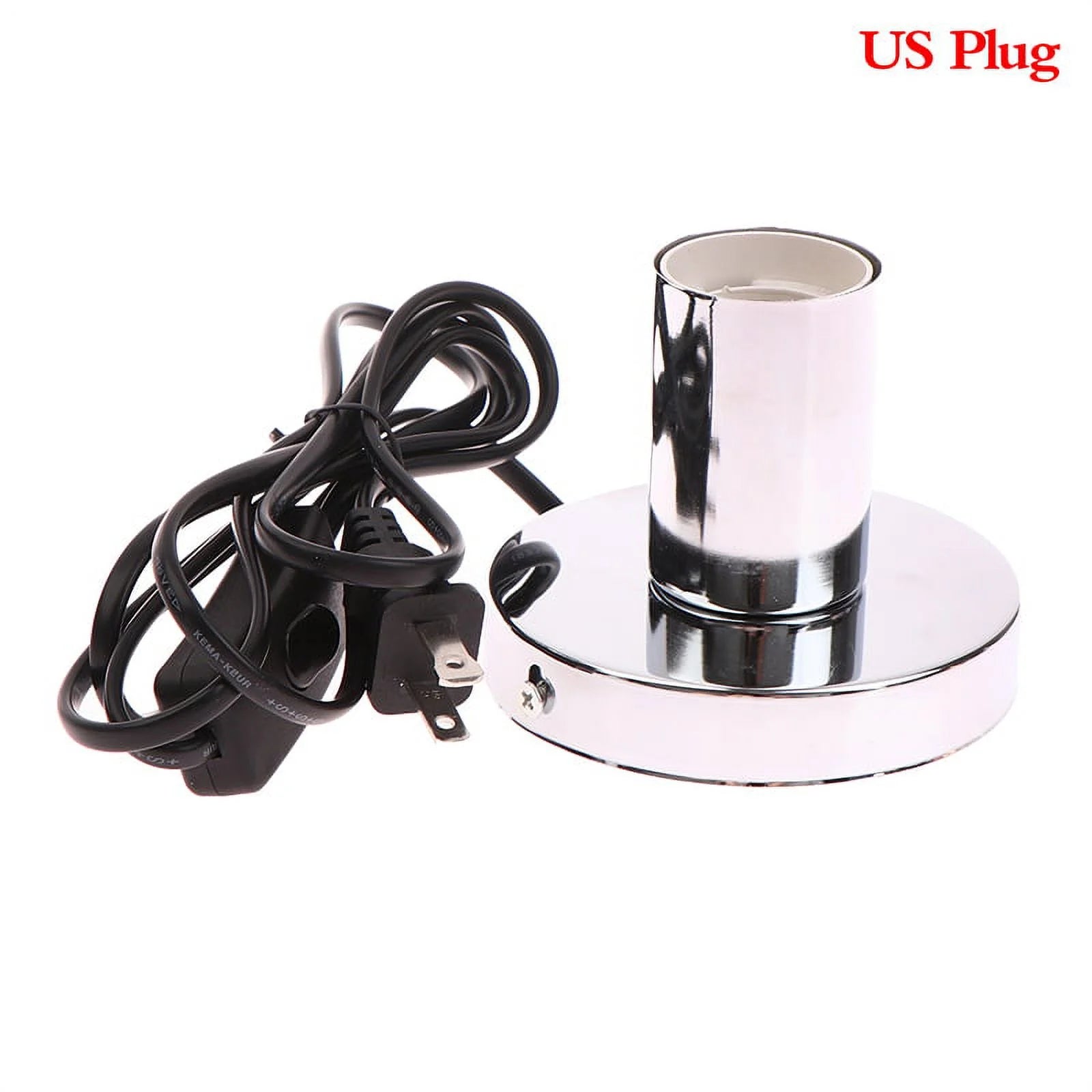 (Silver US plug) Polished Metal Desktop Lamp Base Night Light With Line Lamp Head e27 Lamp Socket Lamp Seat Table Lamp Bar Cafe Living Room Bedroom Decoration Disinfection Lamp