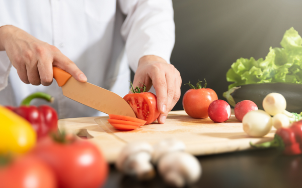 Man cutting vegetables