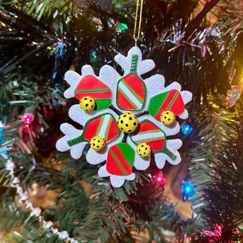 Pickleball Snowflake Christmas Ornament