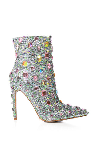 Pastel rhinestone crystal embellished stiletto booties