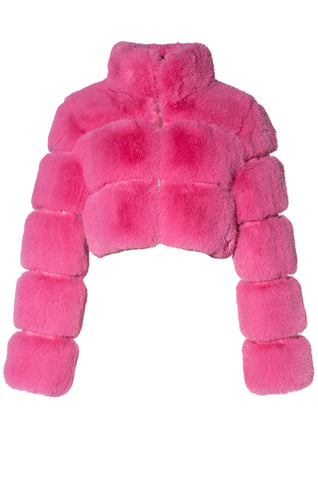 Nicki Minaj outfit inspo with Azalea Wang Barbz pink faux fur jacket