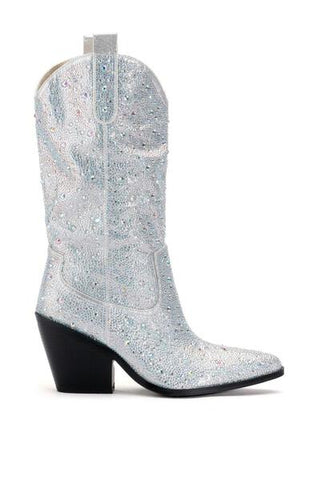 Shiny metallic silver western inspired cowboy boots