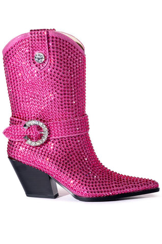 Hot pink rhinestone embellished western cowboy boot