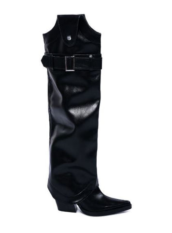 versatile black knee high western boot with detachable shaft for bootie silhouette