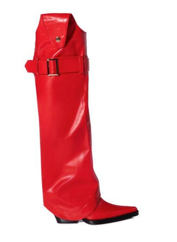 versatile red knee high western boot with detachable shaft for bootie silhouette