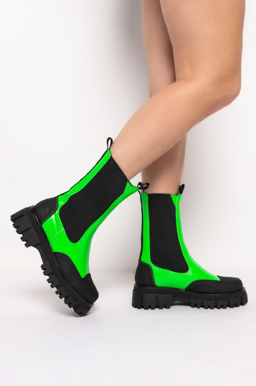 Pastel Green Patent Leather Ankle Gogo Boots PRE-ORDER – Nectarine