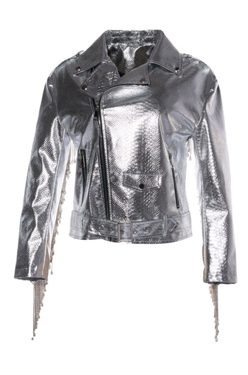 RIDE-EM Silver Fringe Western Jacket | Azalea Wang Black / S / Moto