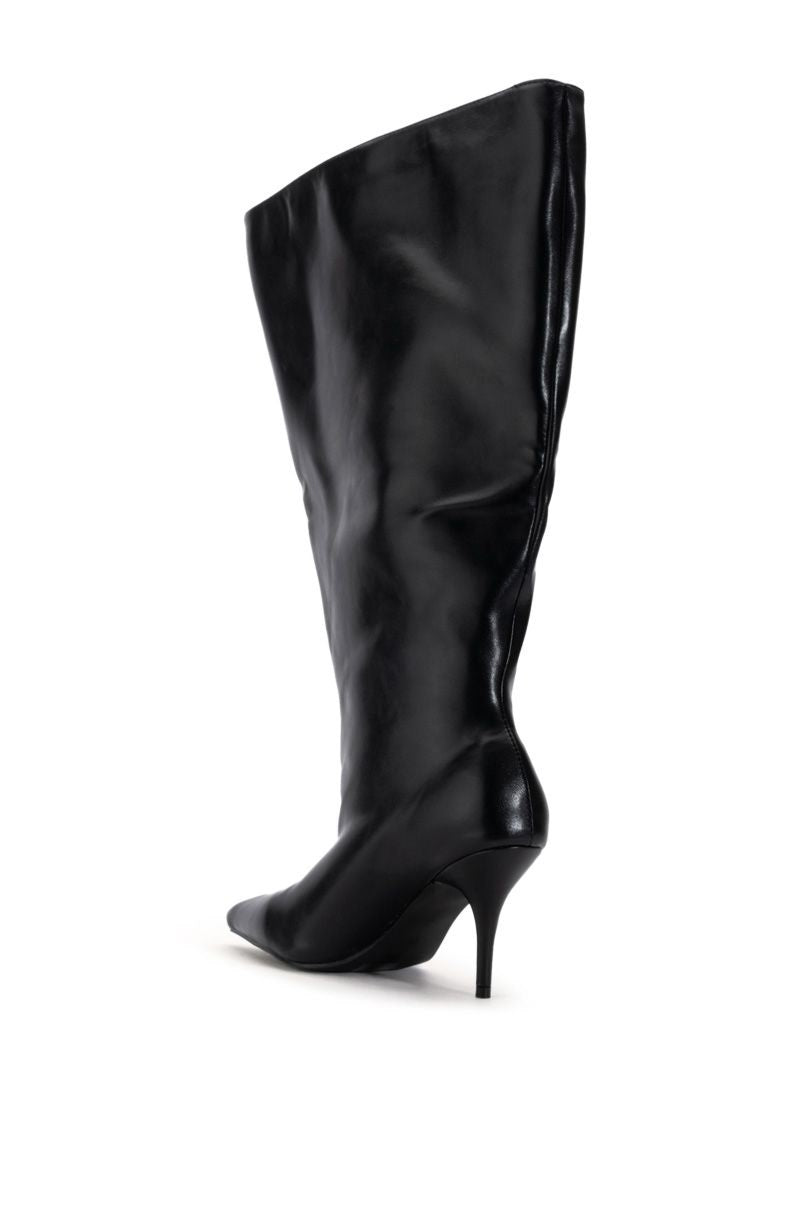 BRIGHTEN-BLACK OVERSIZED KNEE HIGH STILETTO BOOT | AZALEA WANG