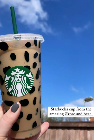 24oz Genuine Cow Print Reusable Starbucks Cold Coffee Cup –  roseandbearofficial