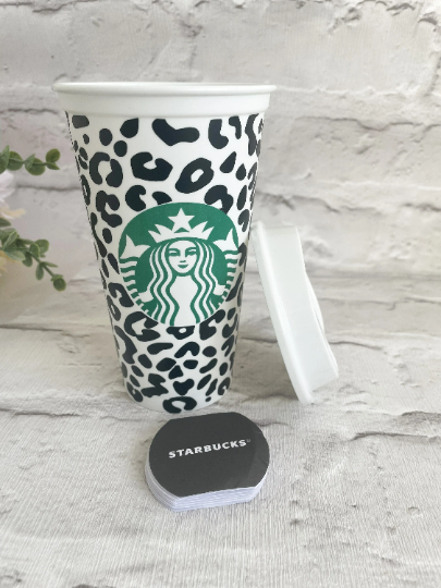 16oz Genuine Leopard Print Reusable Starbucks Hot Coffee Cup –  roseandbearofficial