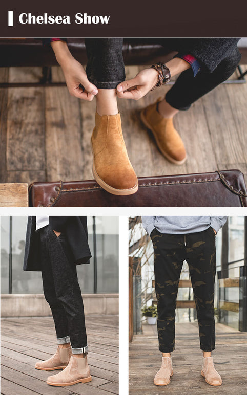 Suede Chelsea Boots for Men|Men's boots|Suede boots|Mosswood Gray / No Fluff / 42 EU / 8 UK / 9 US (SNEAKERS 43 EU)