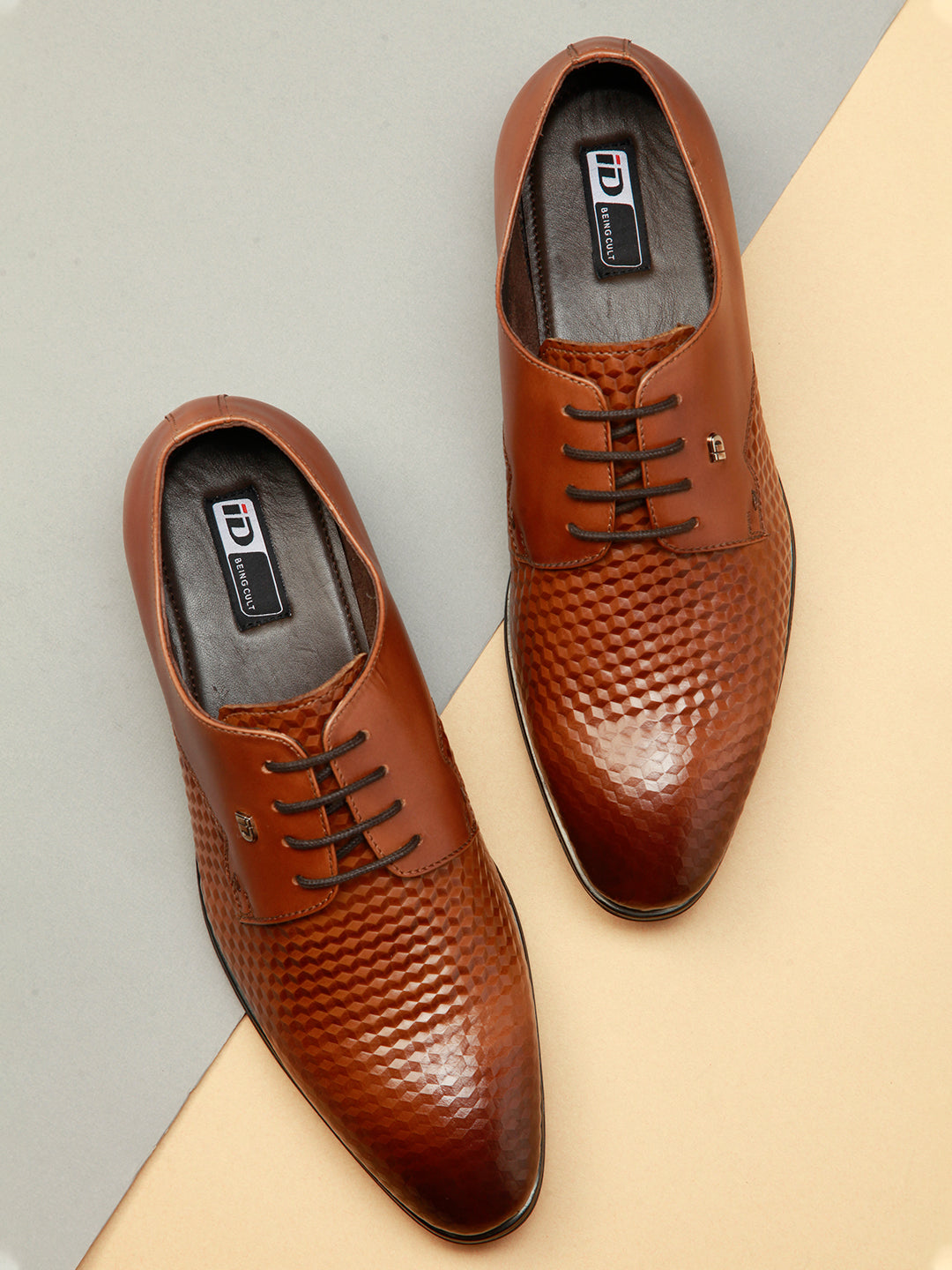 Men's Tan 3D Finish Regular Toe Formal (ID2114) - Formals | Shop at Rs.  3,185 | iD Shoes