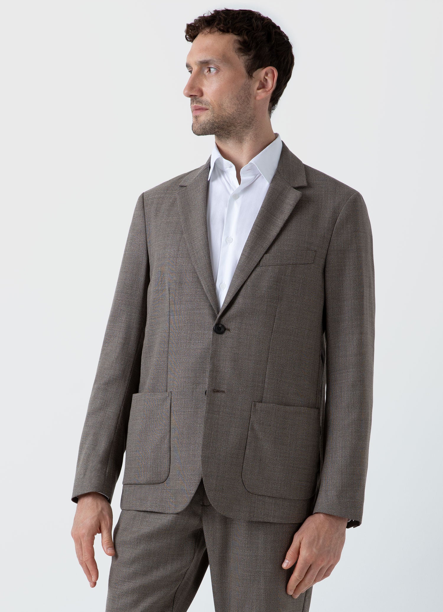 Men's Cotton Linen Unstructured Blazer in Khaki