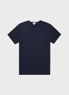 Riviera T-shirt Navy in | Midweight Men\'s Sunspel Pocket