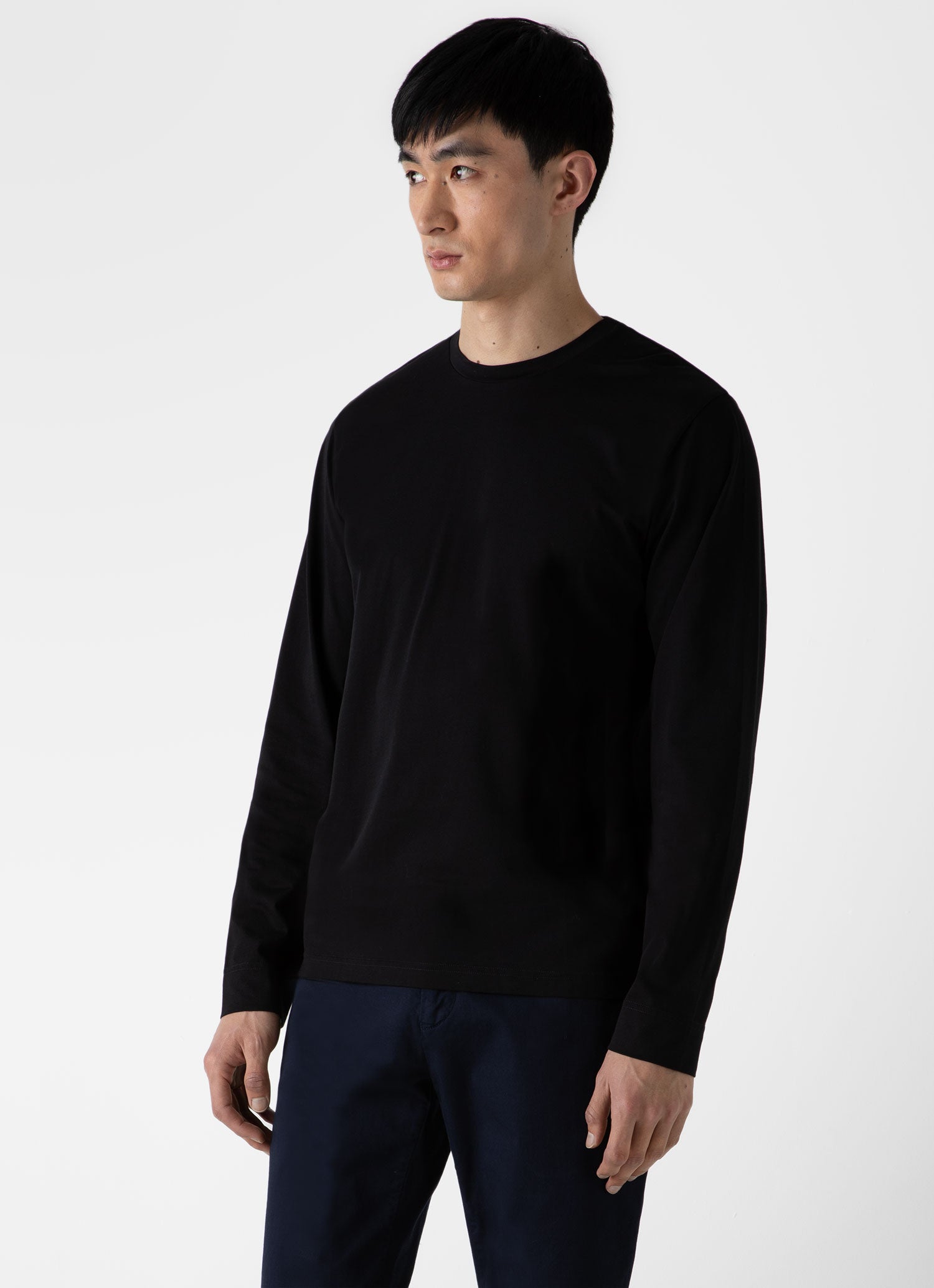 Men's Long Sleeve Waffle T-shirt in Black