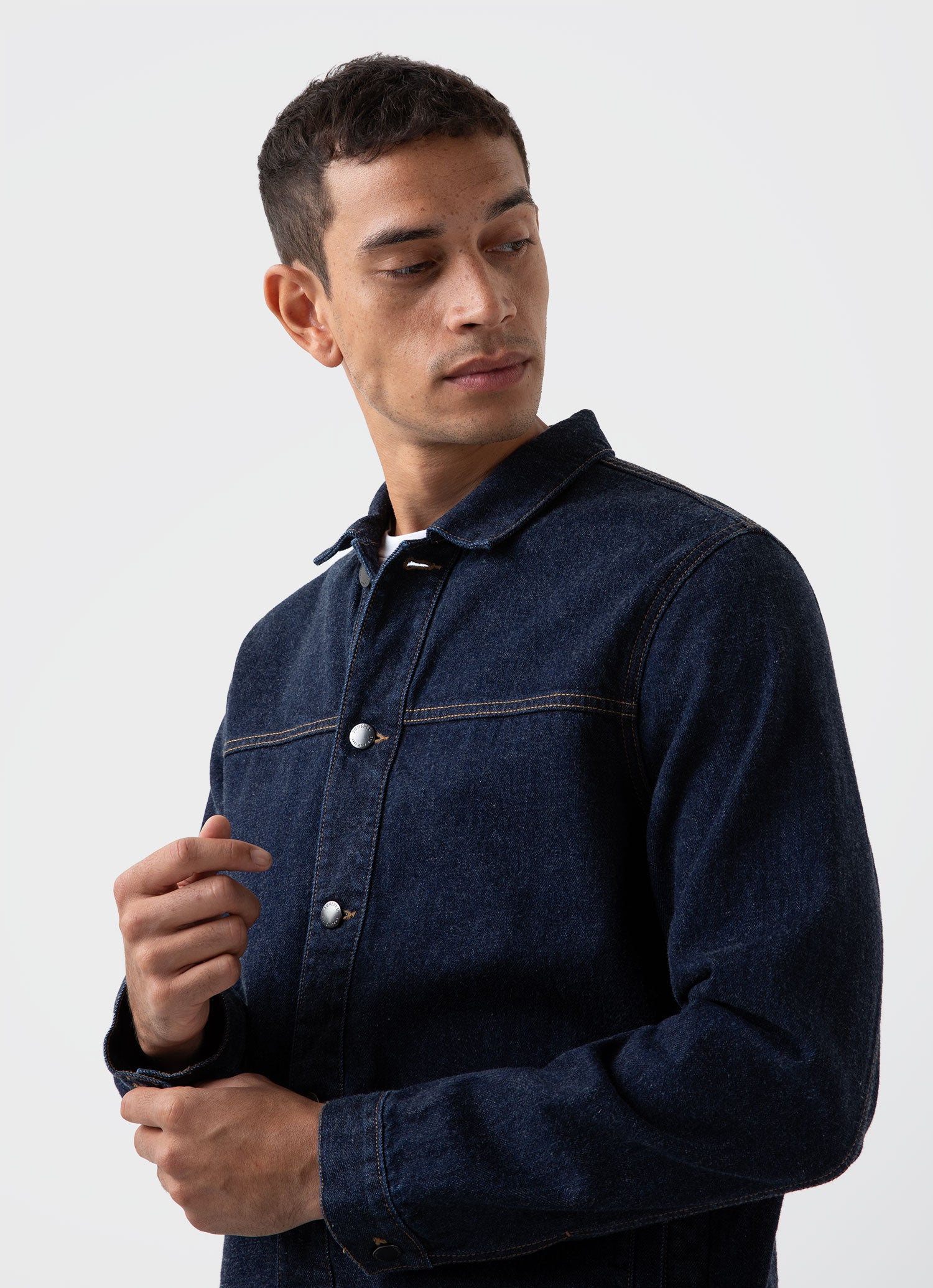 Men's Japanese Denim Jacket in Denim Rinse Wash | Sunspel