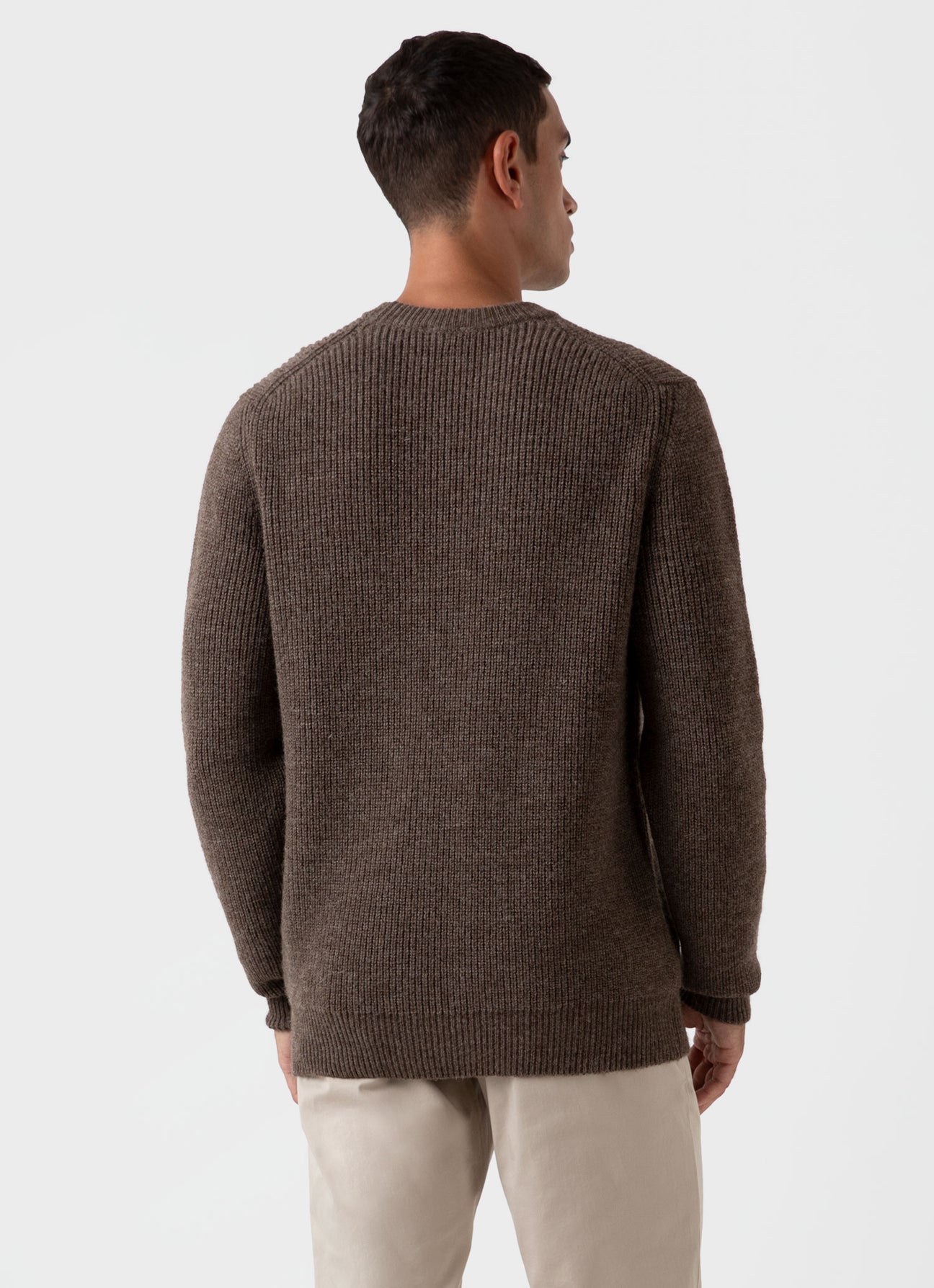 Men's Luxury British Wool Jumper in Natural Brown | Sunspel