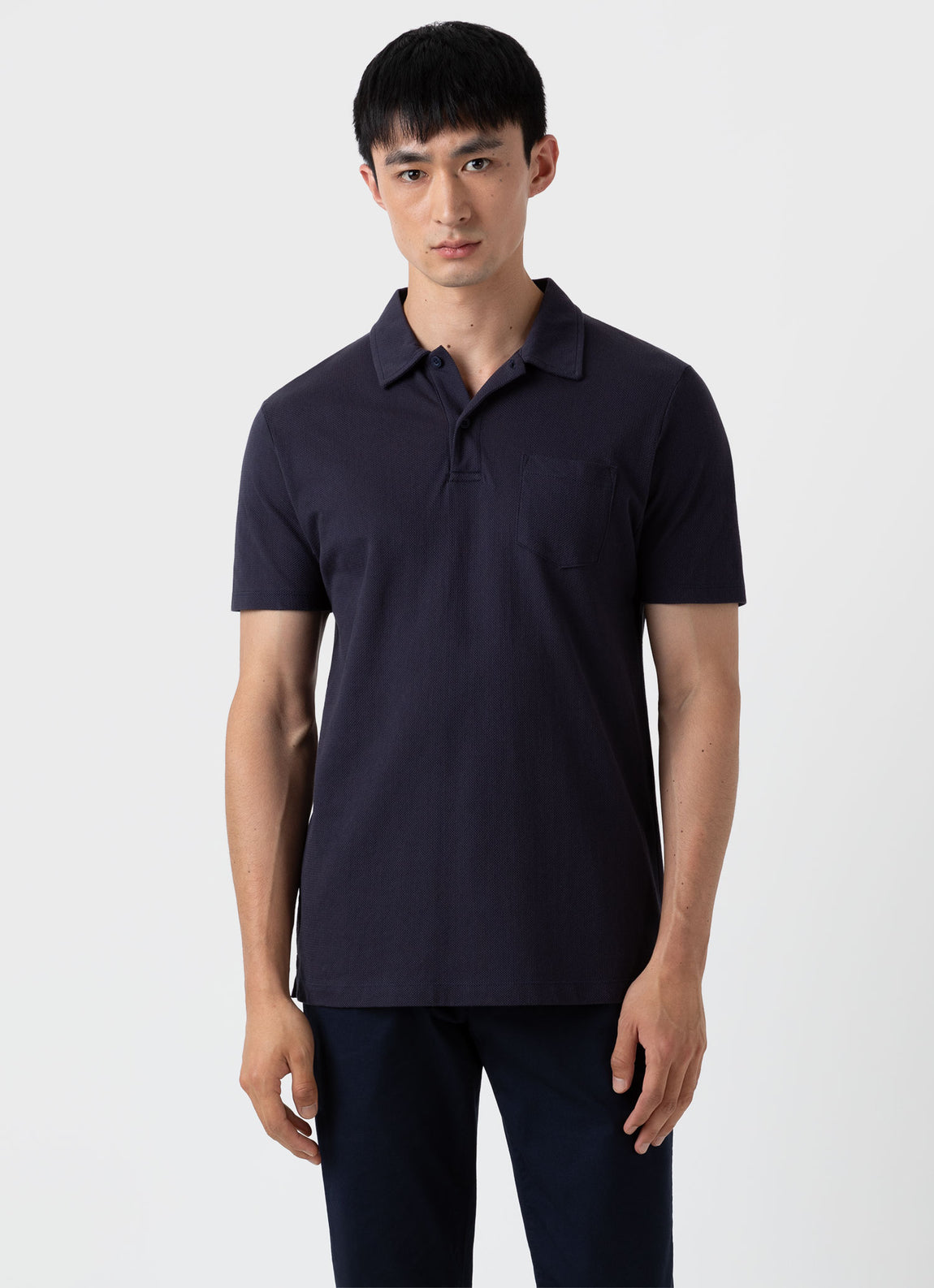 smog Kanon feit Men's Cotton Riviera Polo Shirt in Navy | Sunspel