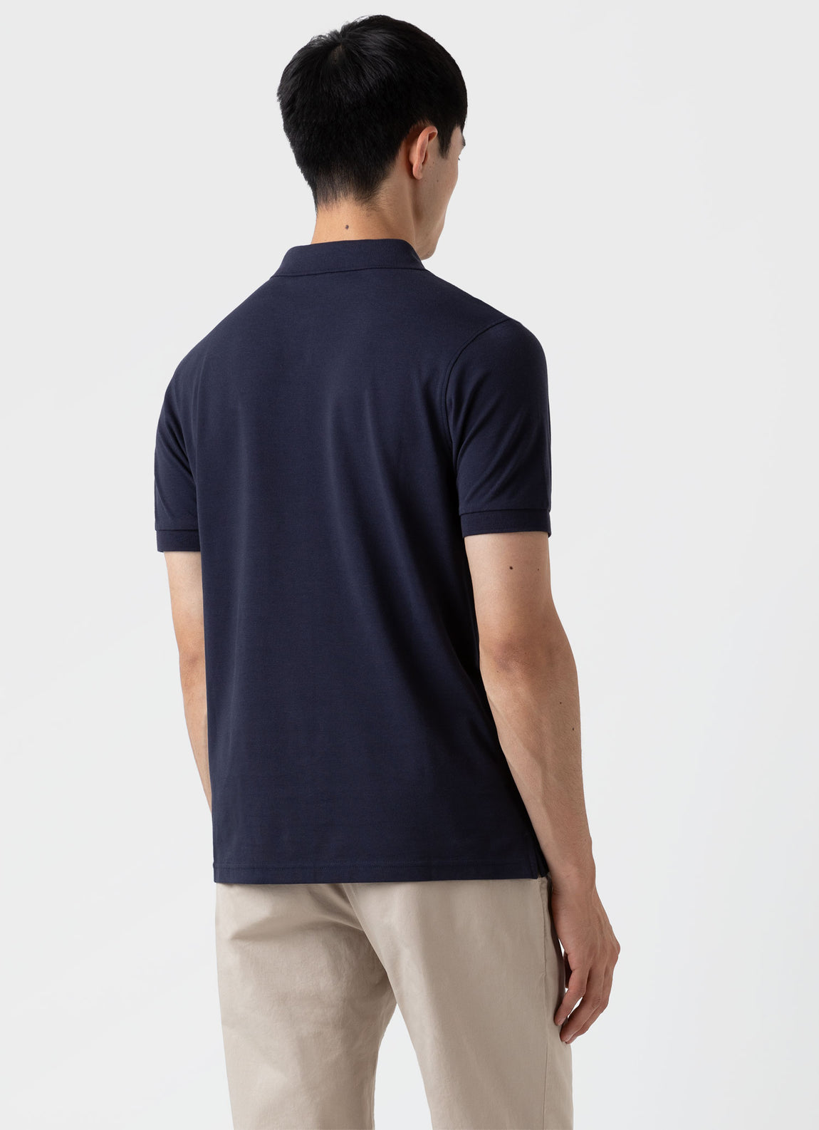 Men's Cotton Piqué Polo Shirt in Navy | Sunspel