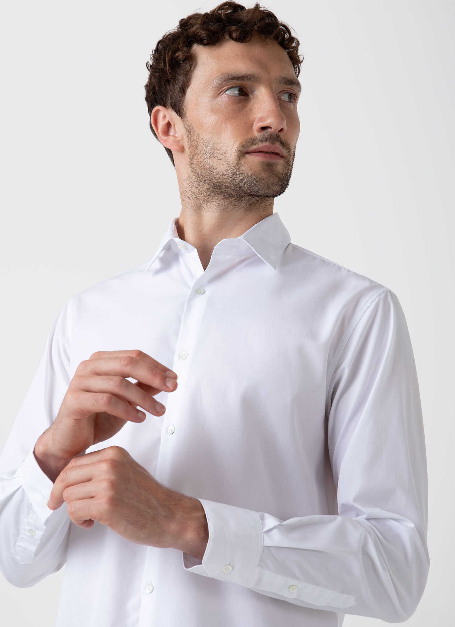 Men's Sea Island Cotton Smart Shirt in White | Sunspel