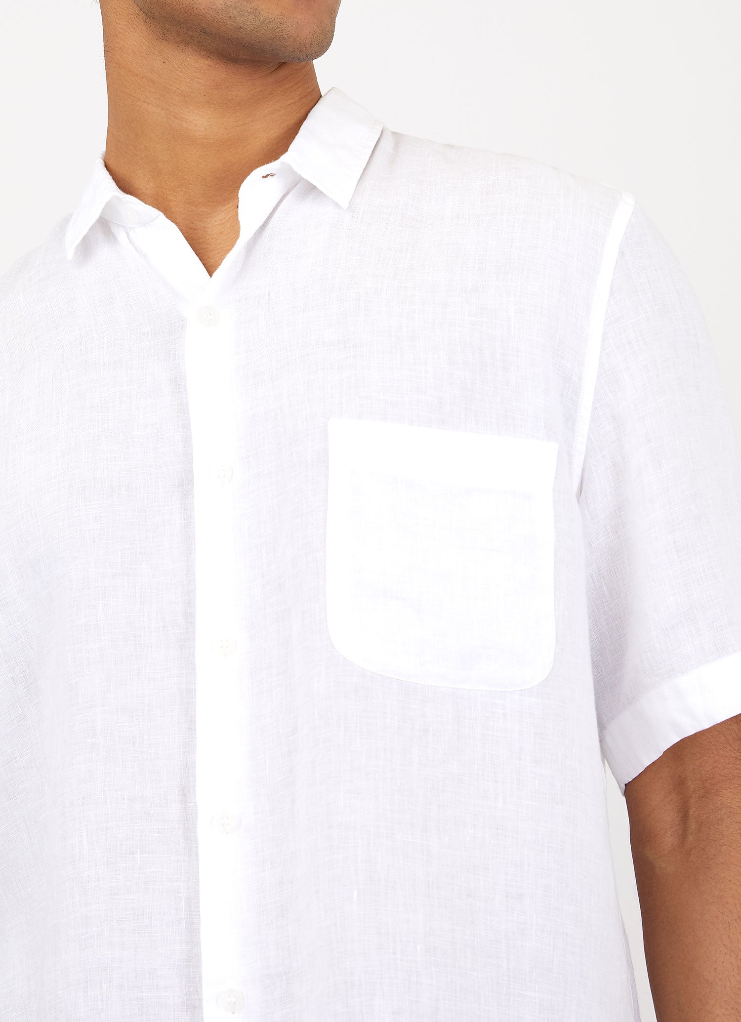 Men's Linen Short Sleeve Shirt in White