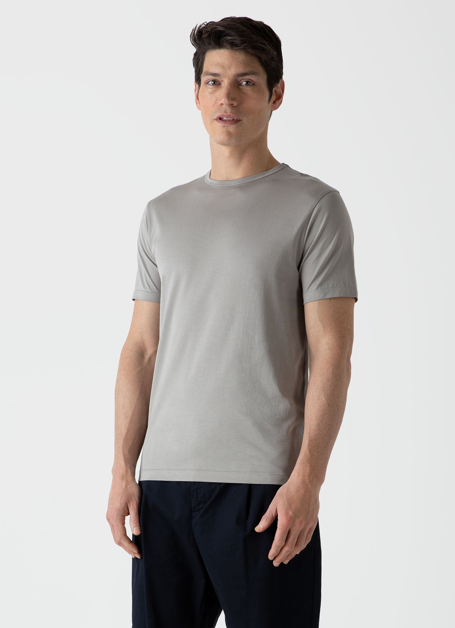 Men's Classic T-shirt in Grey Melange | Sunspel