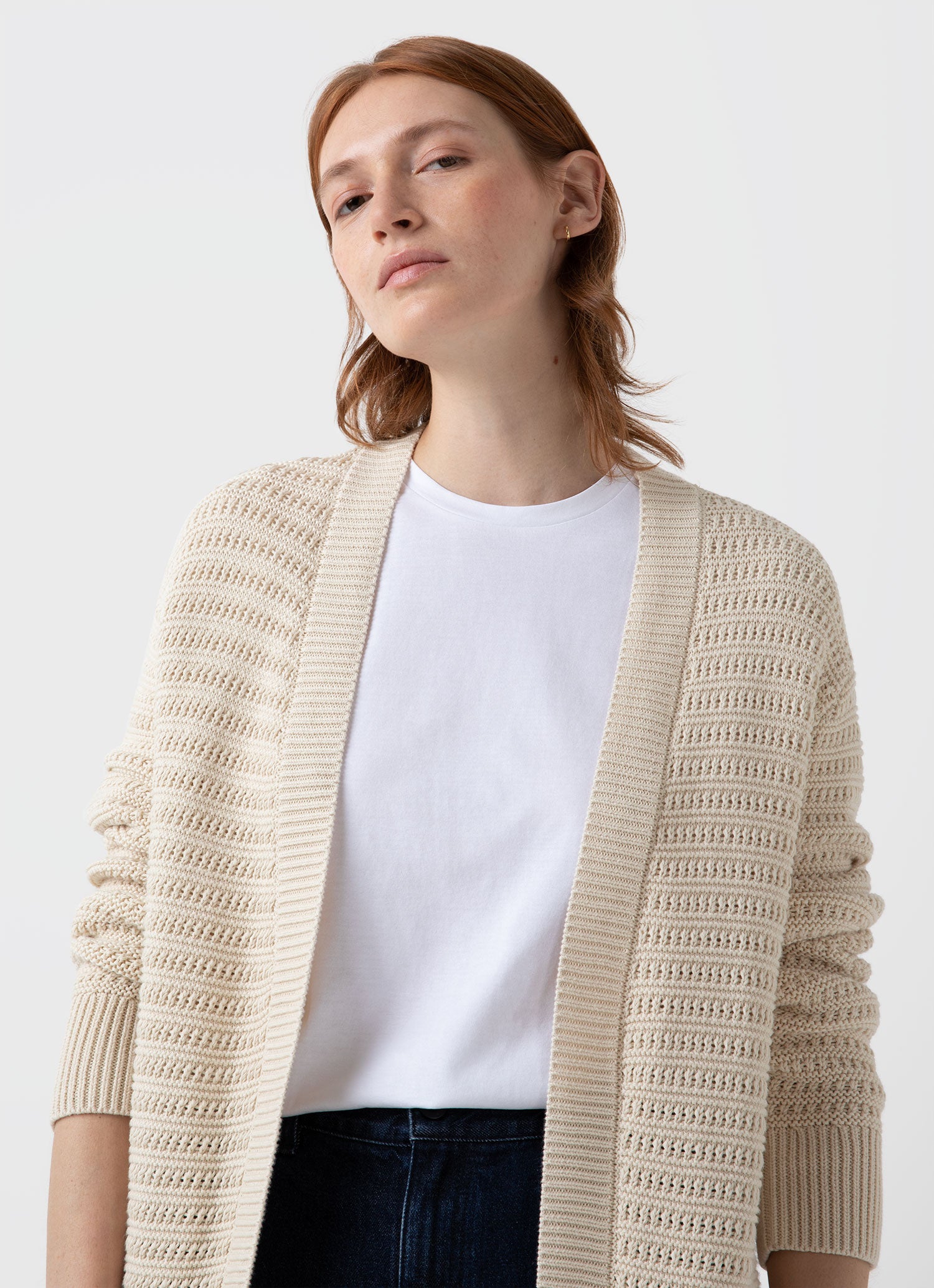 Women's Lambswool Cardigan in Ecru | Sunspel