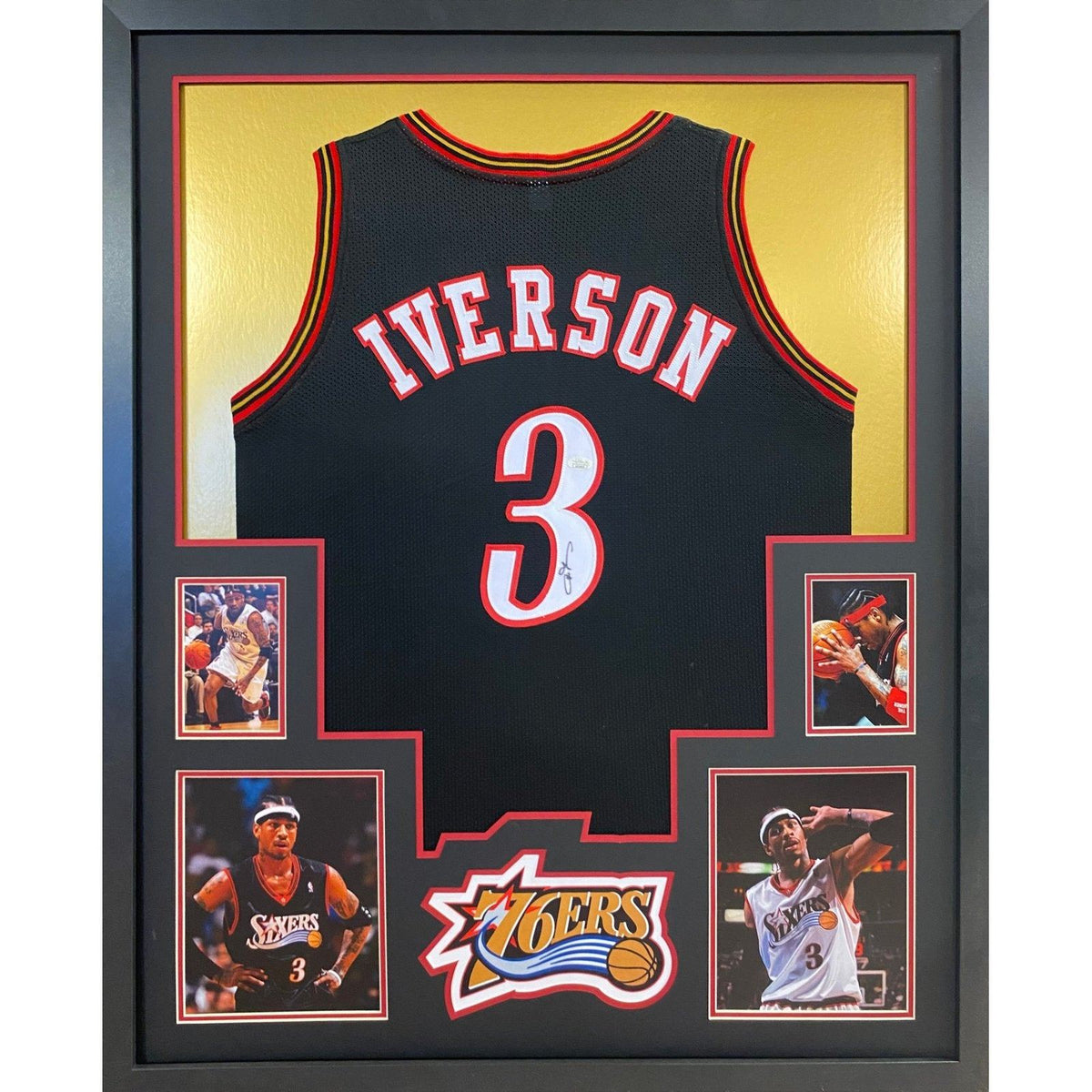 Allen Iverson Signed Philadelphia 76ers 35x43 Framed Jersey (JSA