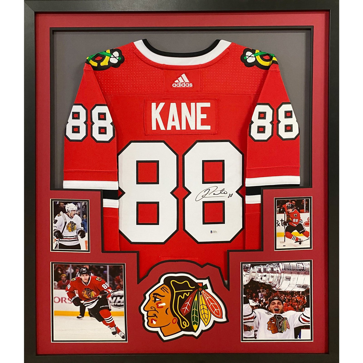 Framed Patrick Kane Chicago Blackhawks Autographed Red Adidas