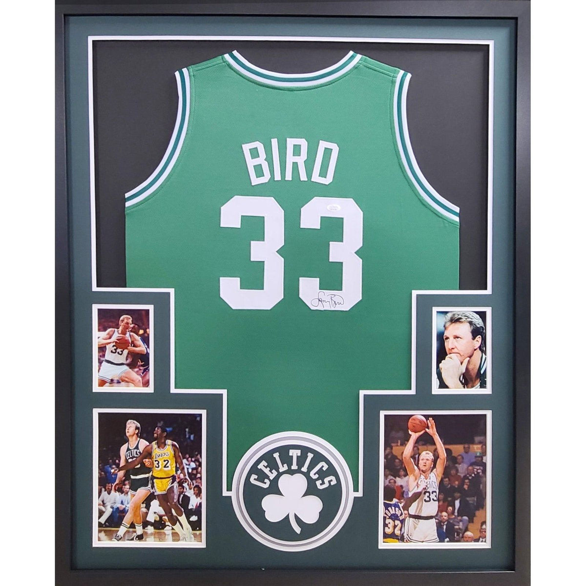 Boston Celtics Larry Bird Autographed Green Jersey JSA Stock