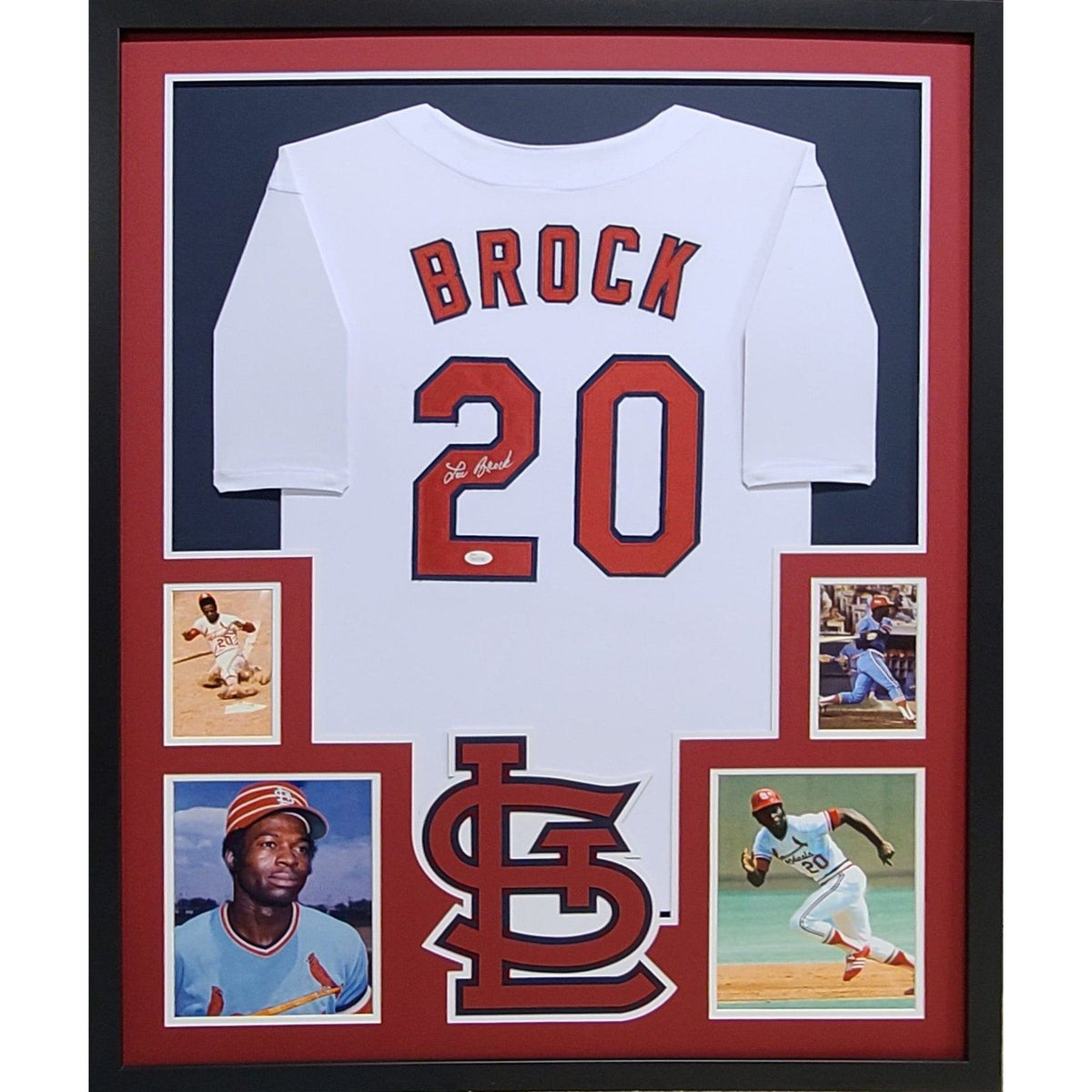 FRAMED Autographed/Signed LOU BROCK 33x42 St. Louis Blue Jersey JSA CO –  Super Sports Center