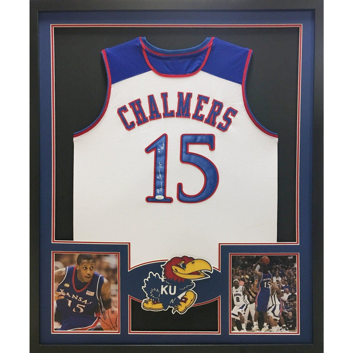 Mario Chalmers Signed Kansas Jayhawks Jersey Inscribed 08 Champs