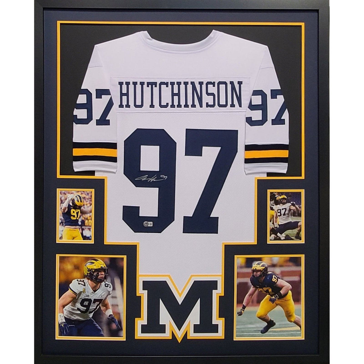 Aidan Hutchinson Signed 35x43 Custom Framed Detroit Lions Jersey Display  Beckett