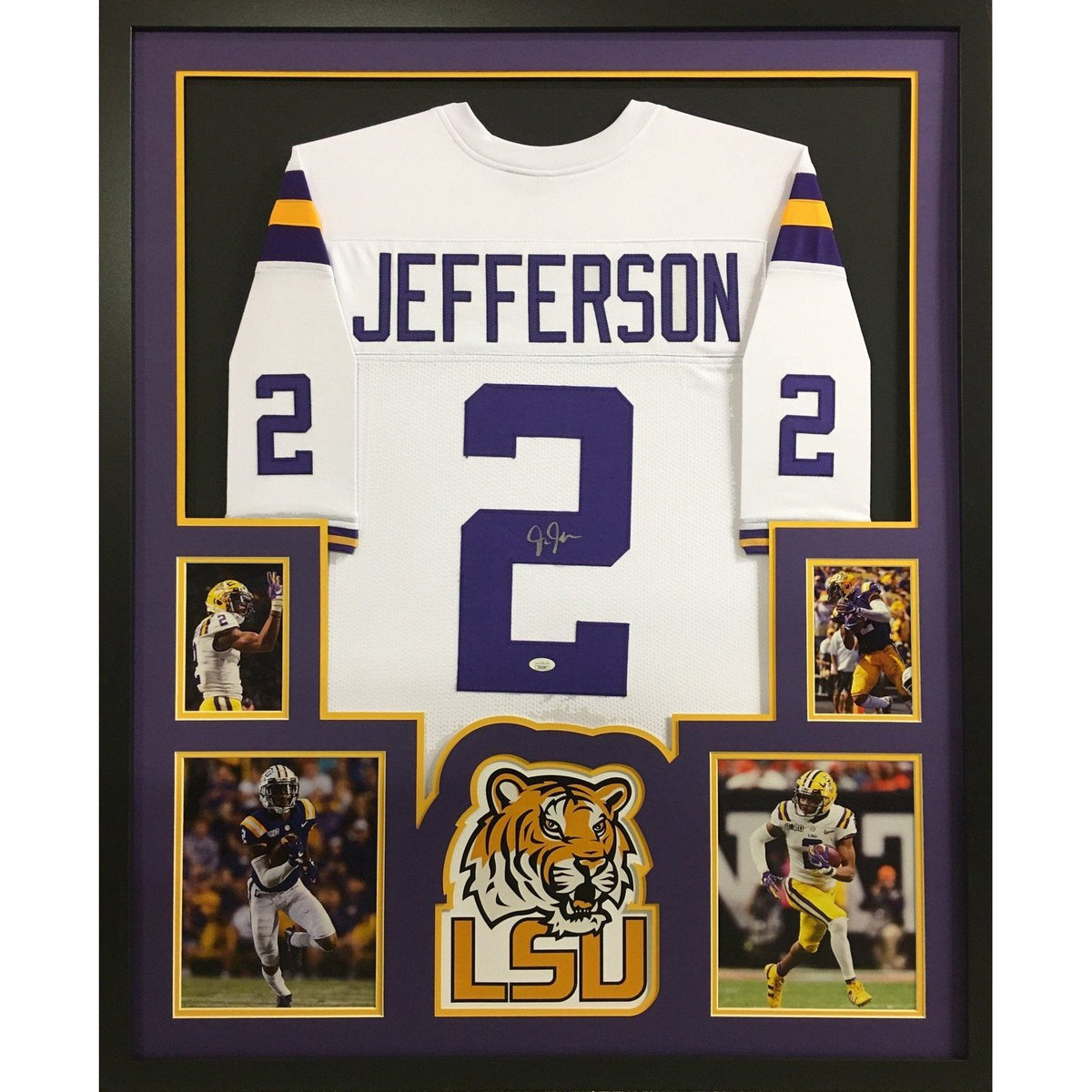 Justin Jefferson Signed Framed Matted Minnesota Vikings Jersey JSA COA