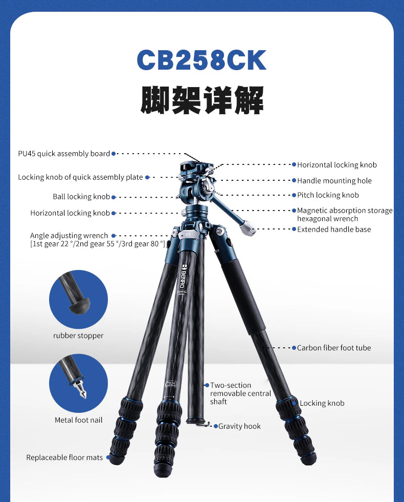 BENRO-Bluebird-Carbon-Fiber-Tripod-CB258CK-CB259AFK-13