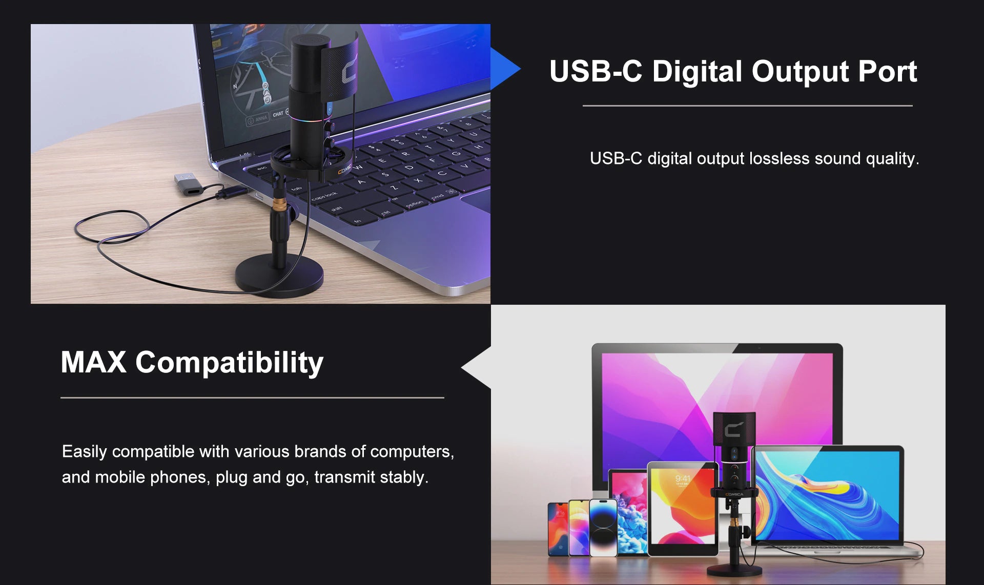 Comica-STA-U2D  RGB Cardioid Condenser USB Microphone Kit-4