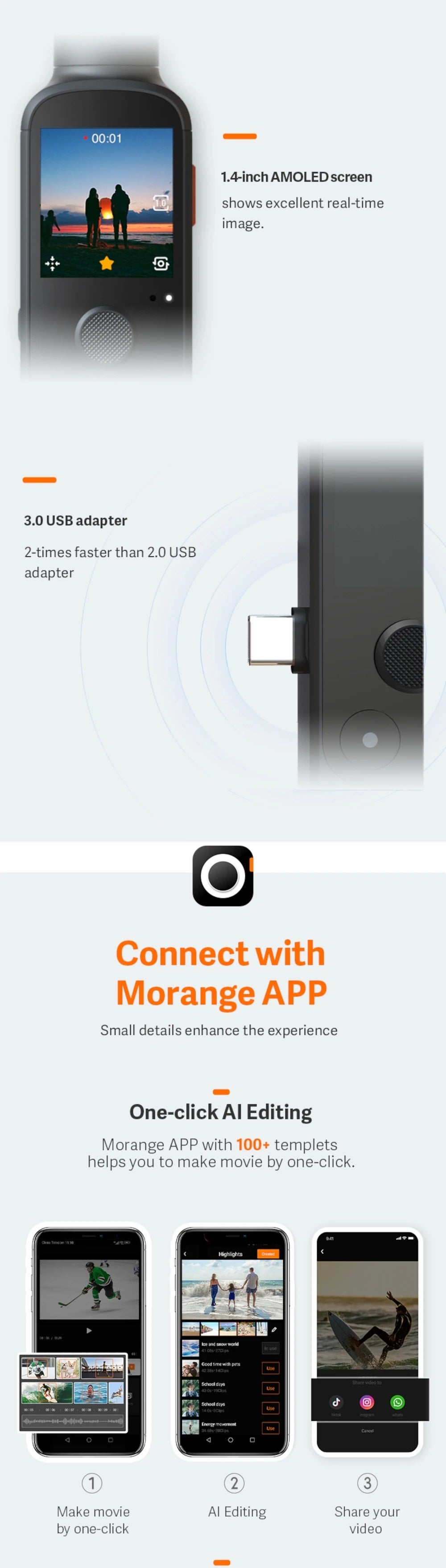 MORANGE M1 Pro Vlog Pocket Gimbal Camera