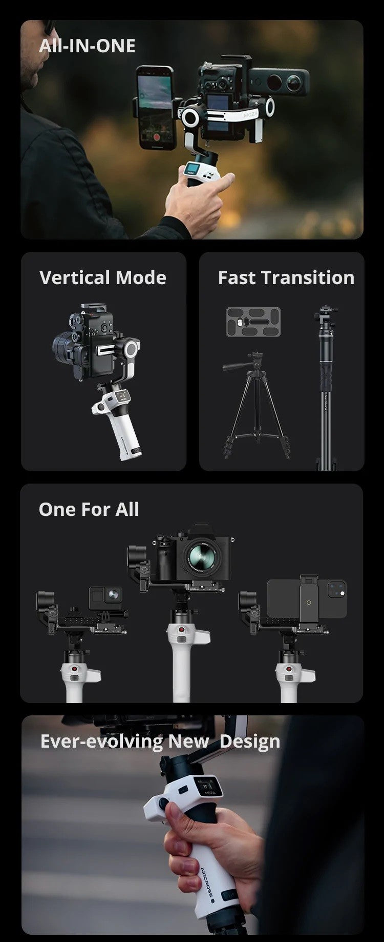 MOZA AirCross S 3-Axis Camera Gimbal Stabilizer