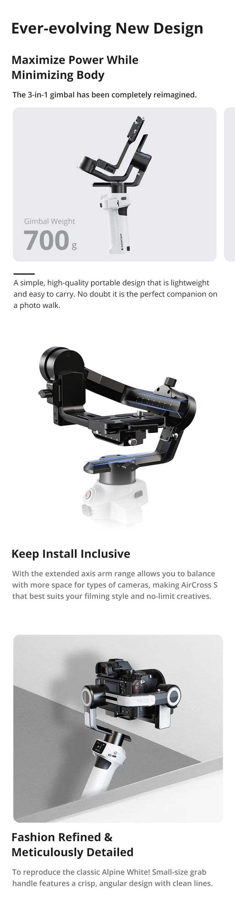 MOZA AirCross S 3-Axis Camera Gimbal Stabilizer