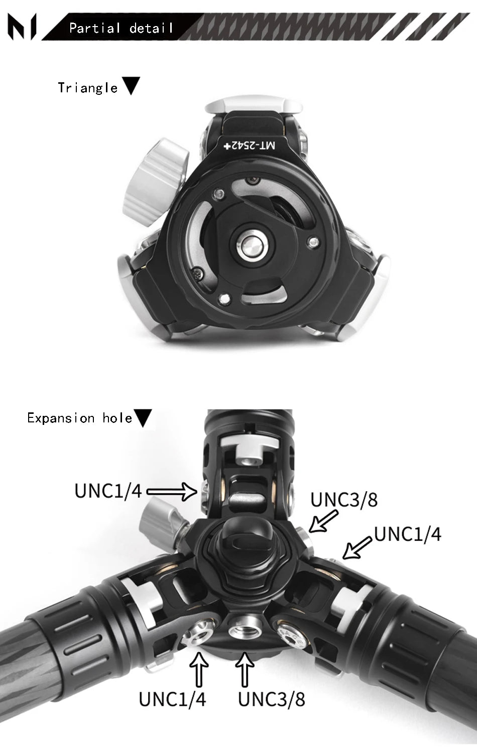 Marsace®MT-2543 + XB-2R Tripod Head Set Special Shaped Center Shaft New16