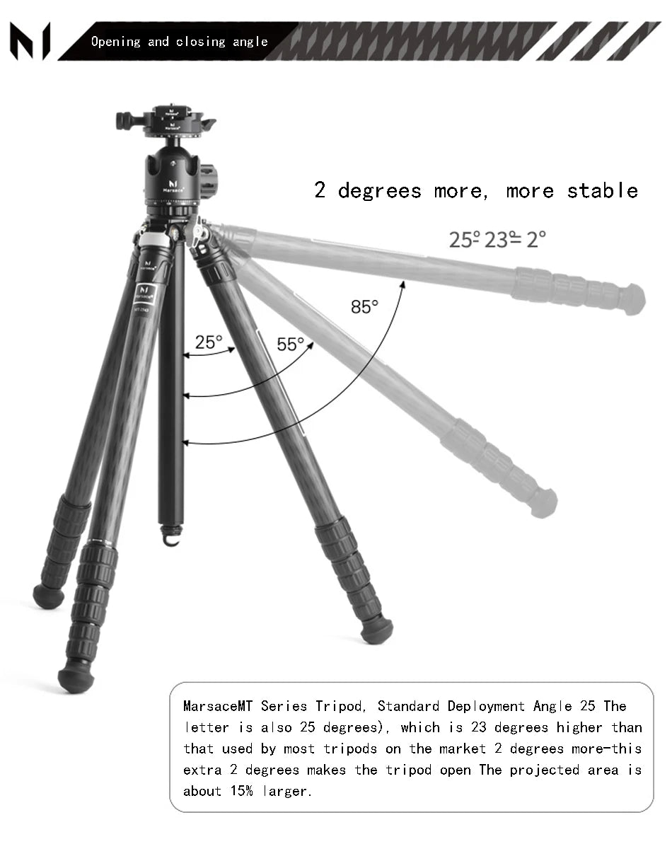 Marsace®MT-2543 + XB-2R Tripod Head Set Special Shaped Center Shaft New9