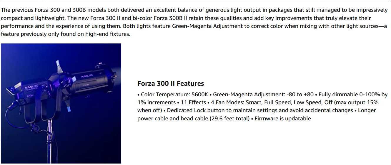 Nanlite Forza 300II 300 Bi-color 300W LED Monolight COB Light-13