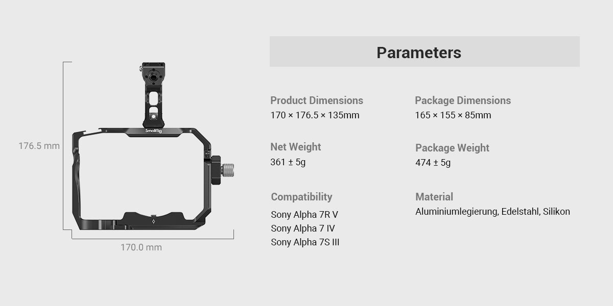SmallRig Basic Cage Kit for Sony Alpha 7R V  Alpha 7 IV  Alpha 7S III 3668B -2