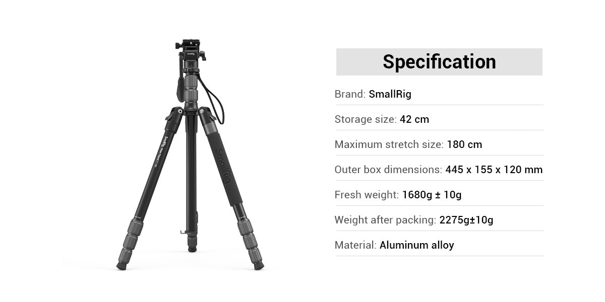 SmallRig CT180 Video Tripod for Digital SLR Cameras 3760-2