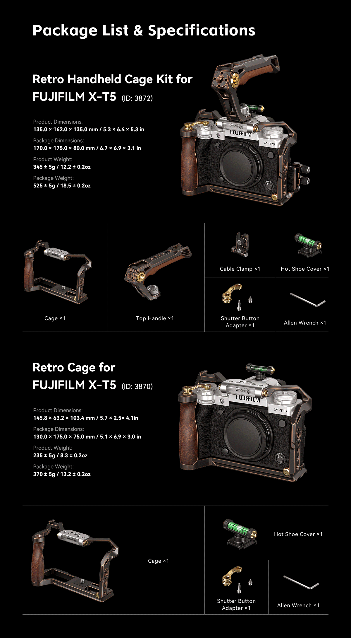 SmallRig Retro Handheld Cage Kit for FUJIFILM X-T5 3872 -12