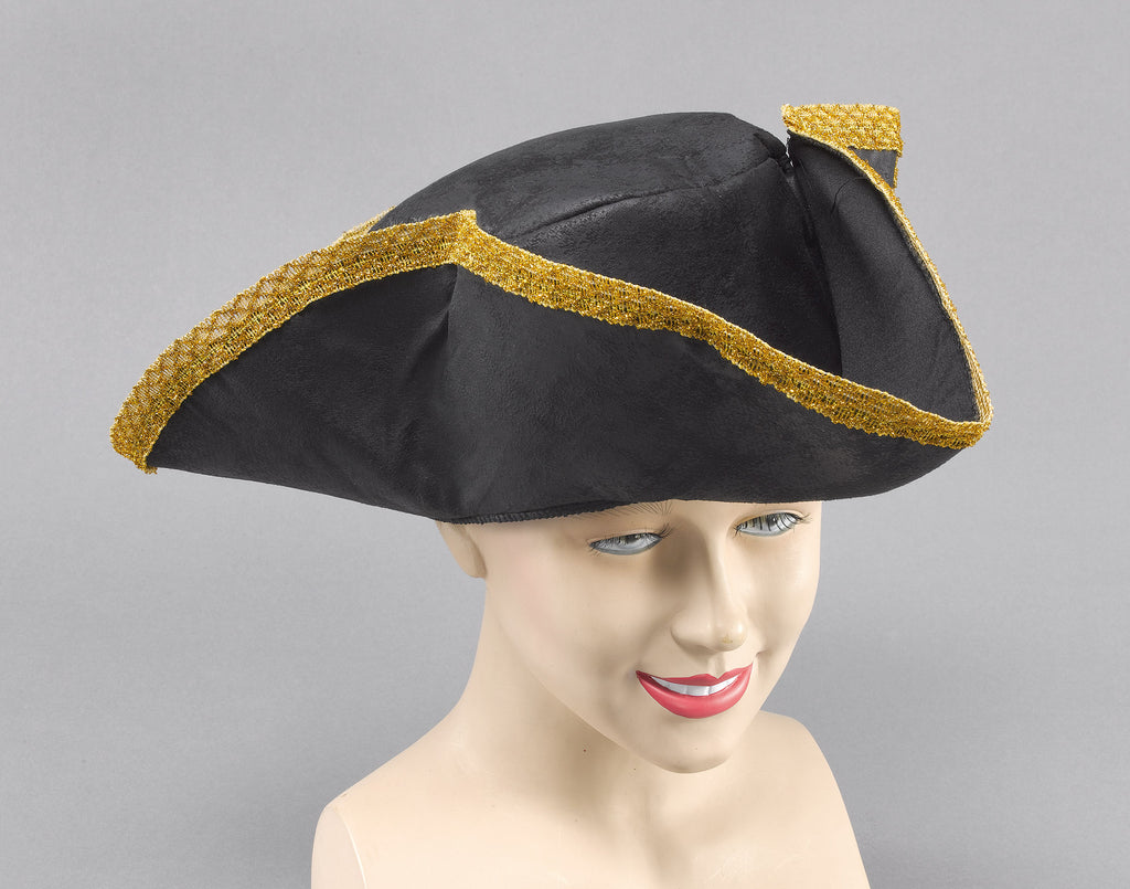 Pirate Hat Distressed Black Masquerade