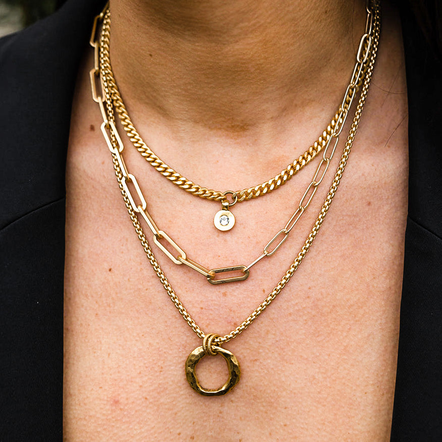Silver Thick Paperclip Necklace with Gold Carabiner – Loni Paul